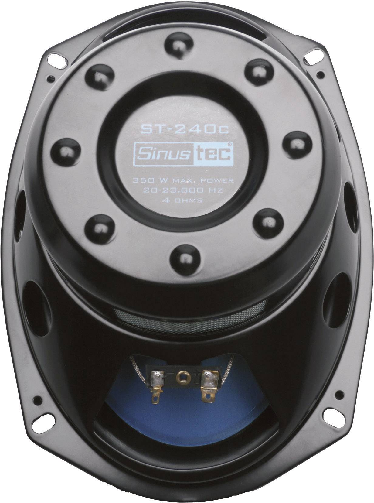 Loudspeaker with the inscription 'ST-240C Sinus Tec, 350 W Max Power, 20-23,000 Hz, 4 Ohms'.<br><br>Note: The only change is the comma placement for the frequency range, which is standard in British English number formatting.