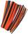 A bundle of black and orange plastic strips, neatly arranged side by side.