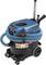 Industrial vacuum cleaner with a blue casing and coiled hose. Bosch brand, model for wet and dry cleaning.