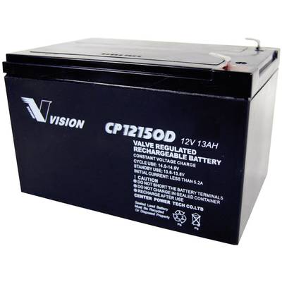 Vision Akkus CP12150D CP12150D VRLA 12 V 13 Ah AGM (W x H x D) 151 x 101 x 98 mm 6.35 mm blade terminal Maintenance-free-0