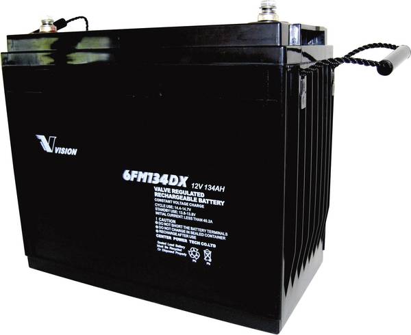 Vision Akkus 6FM134DX 6FM134DX VRLA 12 V 134 Ah AGM (W x H x D) 341 x 287 x 173 mm M8 connector Maintenance-free, High number of charge cycles