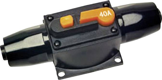 'Close-up of a black fuse holder with orange marking "40A".'