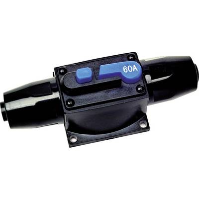 A black electrical fuse block with a blue 60A fuse in the centre.