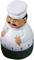 Kitchen timer in the shape of a chef wearing a white uniform and hat, holding a spoon and fork, with a visible time measurement scale.