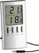Digital thermometer with two displays: Outdoor (21.2°C) and indoor temperature (18.8°C). Two reset buttons and cable sensor.