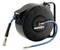 A black hose reel with a blue compressed air hose, brand 'metabo SA 250', suitable for workshop applications.