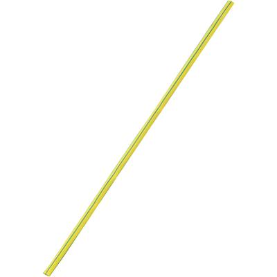 Yellow-green earthing cable, diagonally represented, for electrical safety connection.