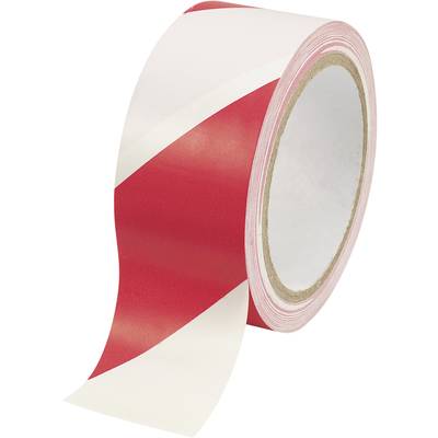A red and white barrier tape, commonly used to mark hazardous areas or for event management.