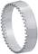 Grey plastic ring with internal teeth, used as a connecting element in mechanical systems.