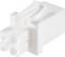 White electrical plug connector with four terminals, suitable for use in household appliances and electronic devices.