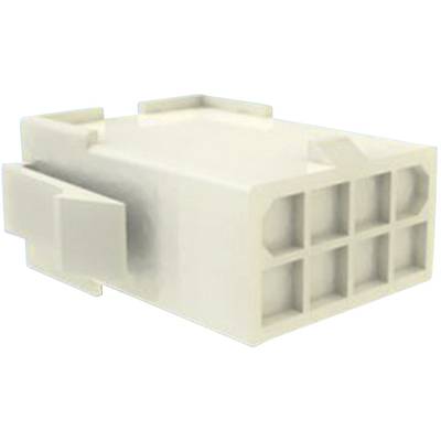White, multipole rectangular socket connector used for connecting multiple electrical cables.