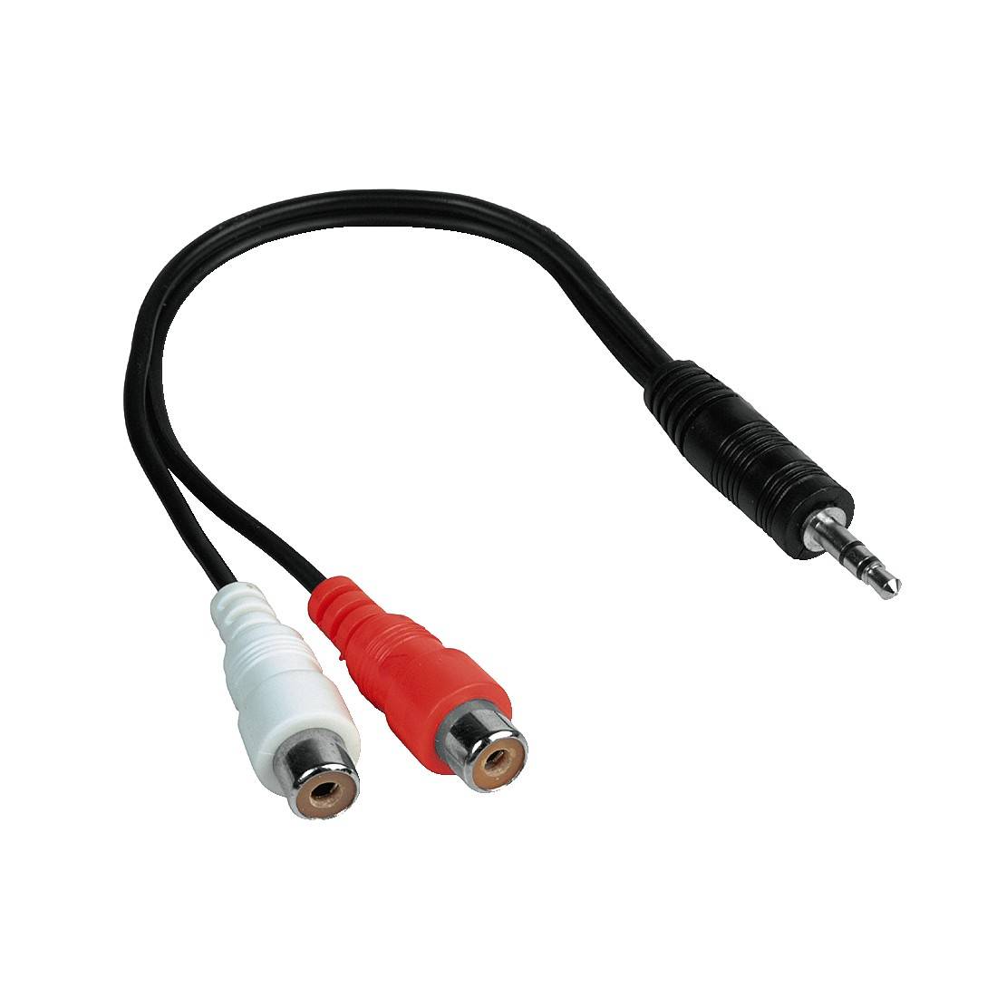 Hama 00042190 Jack / RCA Audio/phono Cable [1x Jack plug 3.5 mm - 2x RCA socket (phono)] 15.00 cm Black-1
