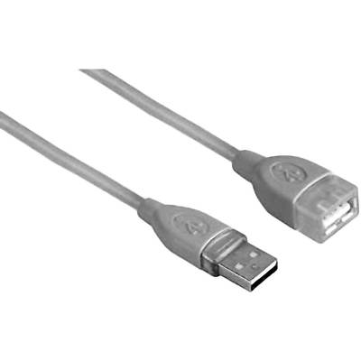 Hama USB cable USB 2.0 USB-A plug, USB-A socket 50.00 cm Grey gold plated connectors 00039723