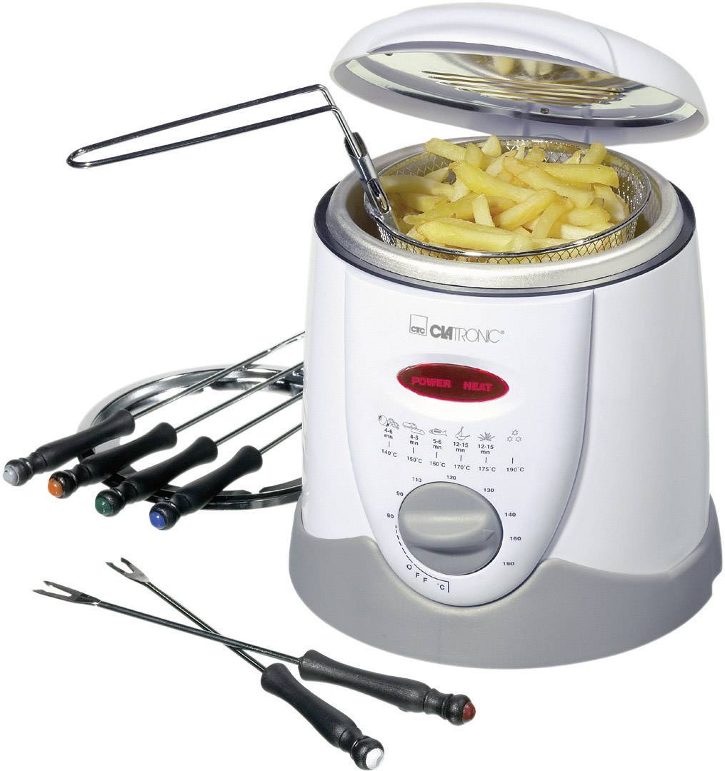 Clatronic FFR 2916 Fondue deep fryer 840 W with manual temperature settings White, Grey