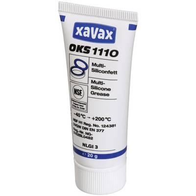 Tube with the inscription 'xavax OKS 1110 Multi-Silicone Grease'. Temperature range -40°C to +200°C, contents 20g.