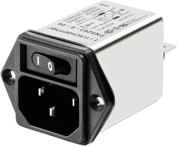 Schaffner FN 9263-1-06 FN 9263-1-06 Line filter + IEC socket 250 V AC 1 A 5.3 mH (W x H) 46 mm x 32.2 mm 1 pc(s)