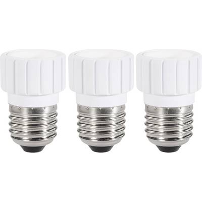 Three white LED lamps with silver E27 screw base.