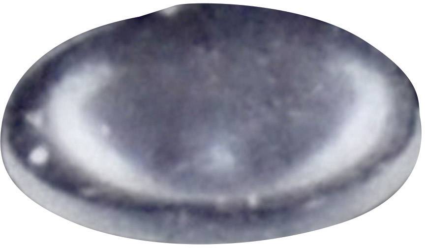A grey, flat, glossy oval object with a lighter oval area in the centre.
