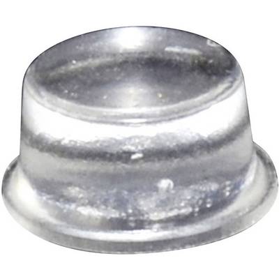 A round, shiny metal cap, possibly for protecting screw heads or as a cover.