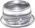 A round, shiny metal cap, possibly for protecting screw heads or as a cover.