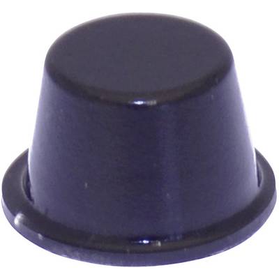 A black rubber conical stop, used to protect surfaces or stabilise objects.