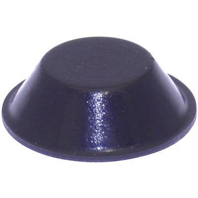 A black, semi-spherical rubber foot, designed as a non-slip base for equipment or furniture.