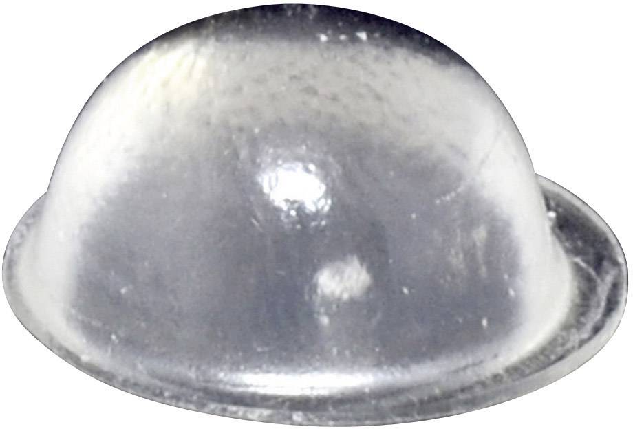 A transparent, hemispherical plastic buffer which is frequently used as a furniture or door stop.
