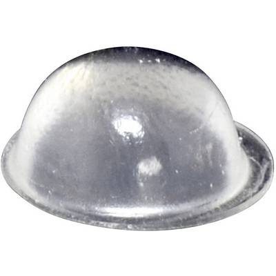 A transparent, hemispherical plastic buffer which is frequently used as a furniture or door stop.