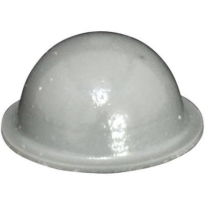 Grey half-sphere made of plastic or rubber on a white background, possibly a bumper or furniture foot.