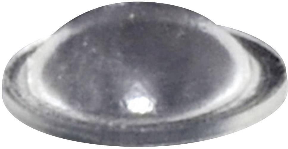 A silver-coloured, dome-shaped metal button, slightly reflective, on a white background.