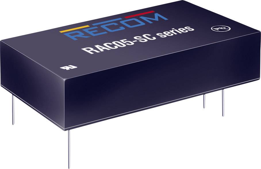 Black rectangular electronic component with the inscription 'RECOM RAC05-SC series'.