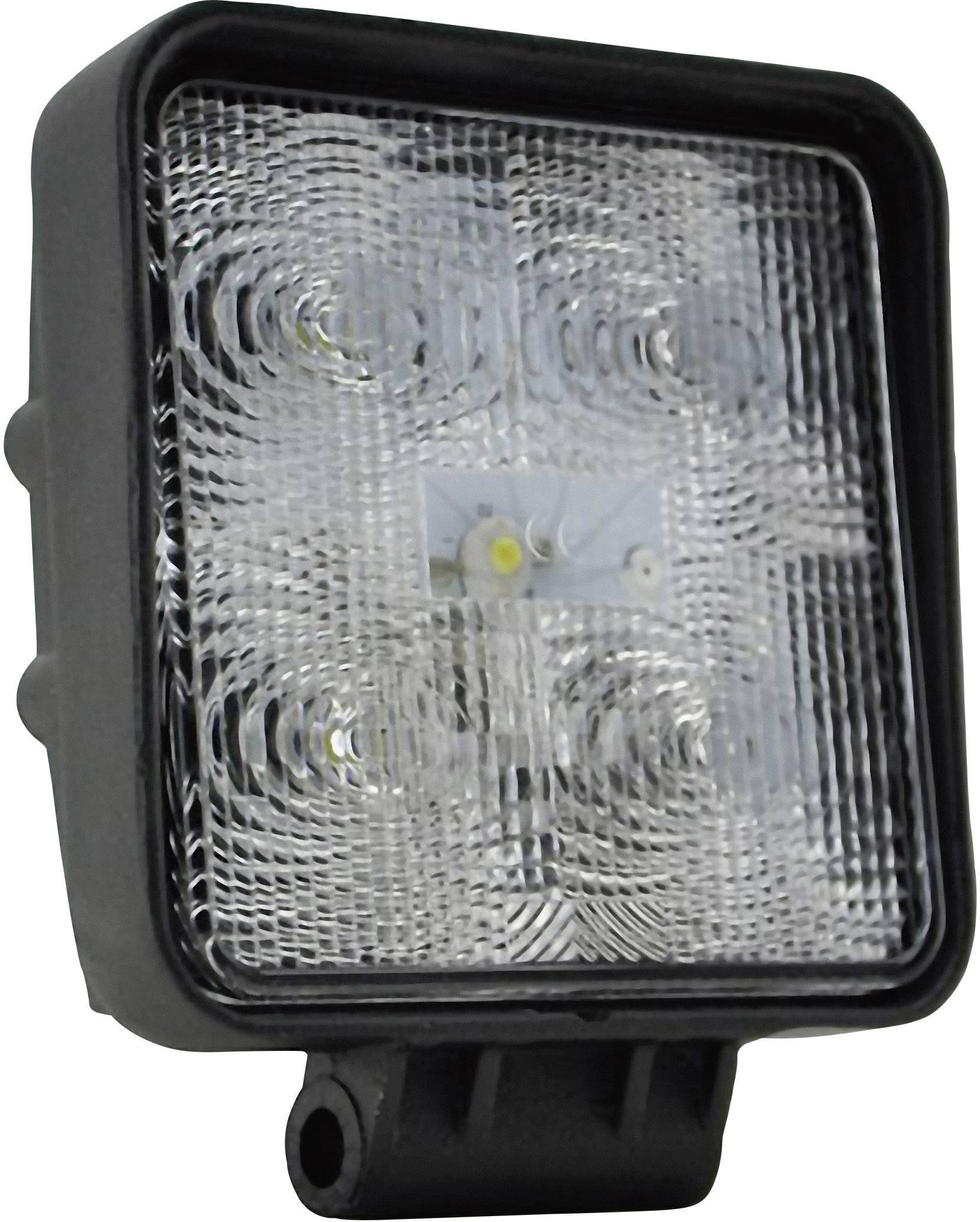 Square LED work light with multiple bulbs in a black housing, suitable for vehicles or machinery.