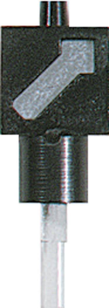 A black toggle switch with a silver lever in the middle position, mounted on a cable or rod.