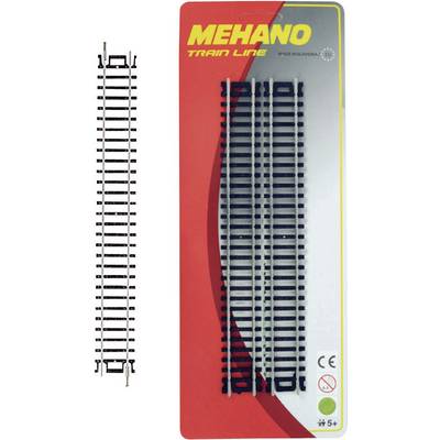 'MEHANO TRAIN LINE' packaging with model railway tracks, suitable for children aged 5 and above. CE mark present. Manufactured in Slovenia.