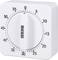 White analogue kitchen timer with a rotary dial, showing 30 minutes. Suitable for timing cooking processes or other short-duration tasks.