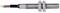 Cylindrical metal sensor with two nuts; cable connection visible at the rear.