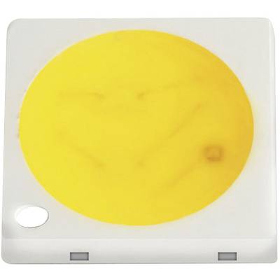 Yellow warning light module on white housing for optical signalling in technical systems.