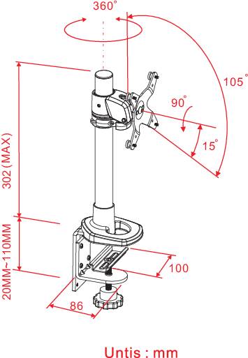 SpeaKa Professional Monitor desk mount SP-1624740 Swivel 1 25,4 cm (10") - 76,2 cm (30") Silver-black Height-adjustable,-2