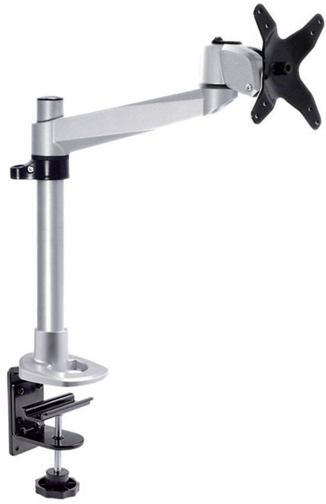 SpeaKa Professional SP-1624752 Swivel 1x Monitor desk mount 25,4 cm (10) - 76,2 cm (30) Silver-black Height-adjustable, Tiltable, Swivelling, Swivelling