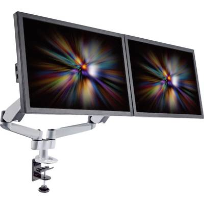 SpeaKa Professional SP-1624800 SuperFlex 2x Monitor desk mount 25,4 cm (10") - 68,6 cm (27") Silver-black Height-adjusta