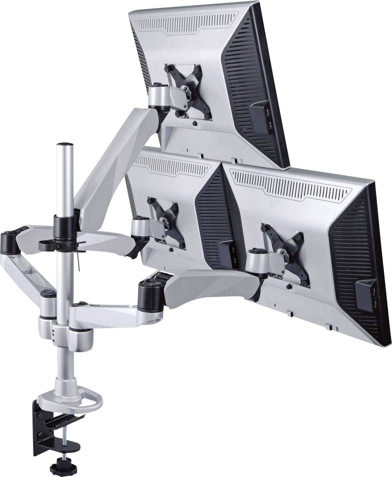 SpeaKa Professional Monitor desk mount SP-1624812 Flex 3 25,4 cm (10") - 61 cm (24") Silver-black Height-adjustable, Til-1