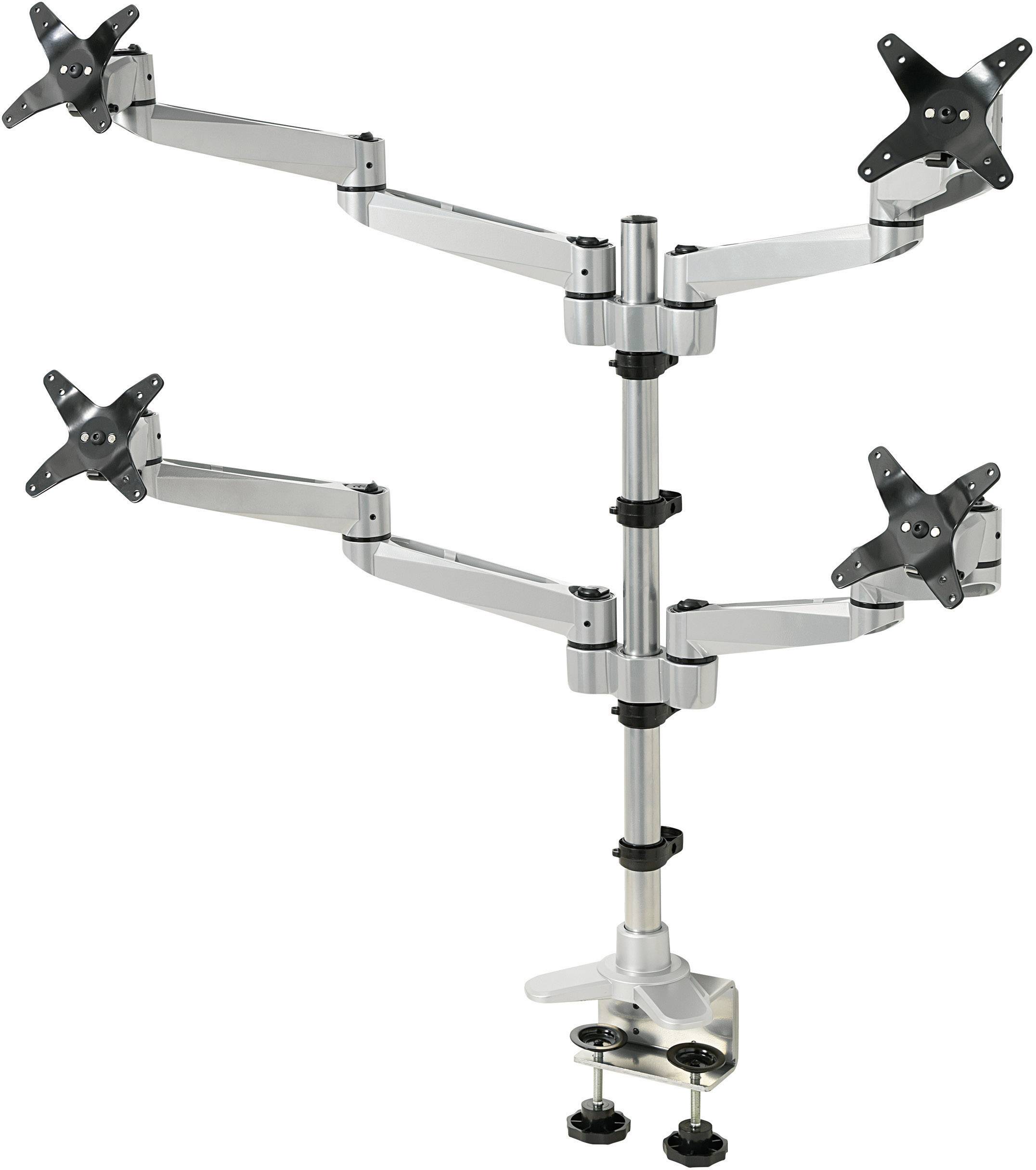 SpeaKa Professional SP-1624824 Swivel 4 fach 4x Monitor desk mount 25,4 cm (10) - 68,6 cm (27) Silver-black Height-adjustable, Tiltable, Swivelling, Swivelling