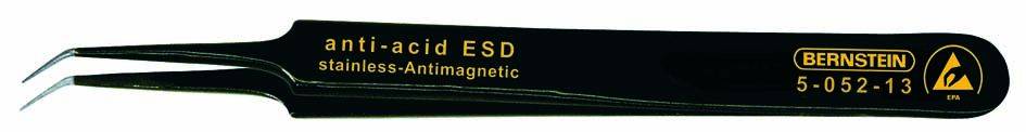 Bernstein Tools for Electronics 5-052-13 SMD tweezers 5b SA-ESD Extra pointy, curved 110 mm