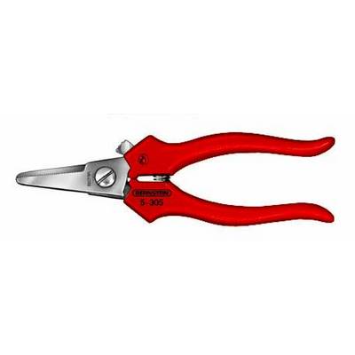 Red, closed cutting pliers with silver blade, suitable for cutting fine wires or precision work.<br><br>Translation to British English:<br>Red, closed cutting pliers with silver blade, suitable for cutting fine wires or precision tasks.