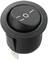 Round black rocker switch, indicating the 'Off' position. Suitable for electronic devices to control electrical flow.