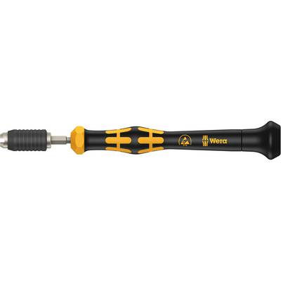 Black and orange screwdriver with ergonomic handle, brand logo, and interchangeable blade function.