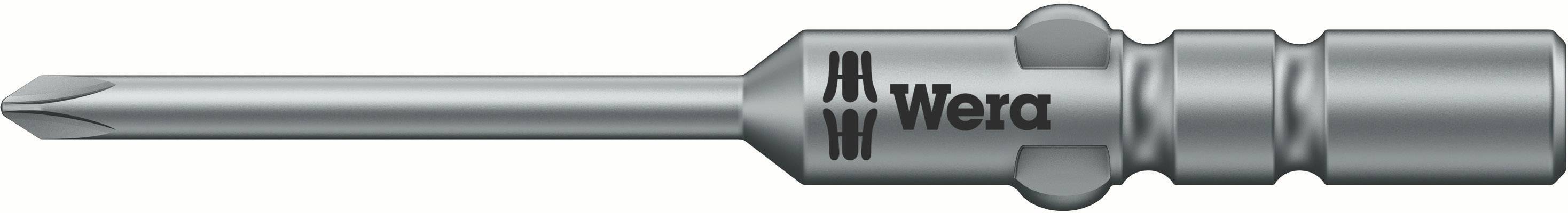 Wera cross-head bit, metallic, with a cylindrical shaft and engraved logo, suitable for screw-related work.