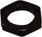 A hexagonal metal nut in a dark colour, presumably for technical or mechanical applications.