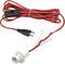 Red electrical lamp cable with switch and E27 lamp holder. European plug and metal hook for mounting are visible.