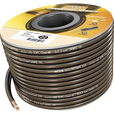 Hicon HIE-215-2000 Speaker cable Ergonomic 2 x 1.50 mm² Black 20 m